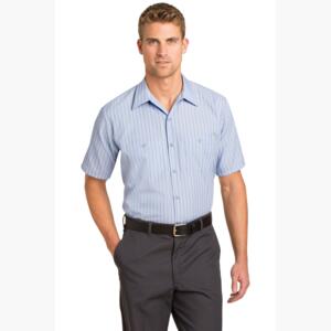 Short Sleeve Striped Industrial Work Shirt Thumbnail