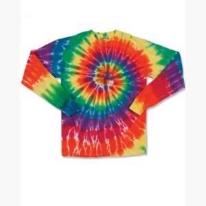 Multi-Color Spiral Tie-Dyed Long Sleeve T-Shirt Thumbnail